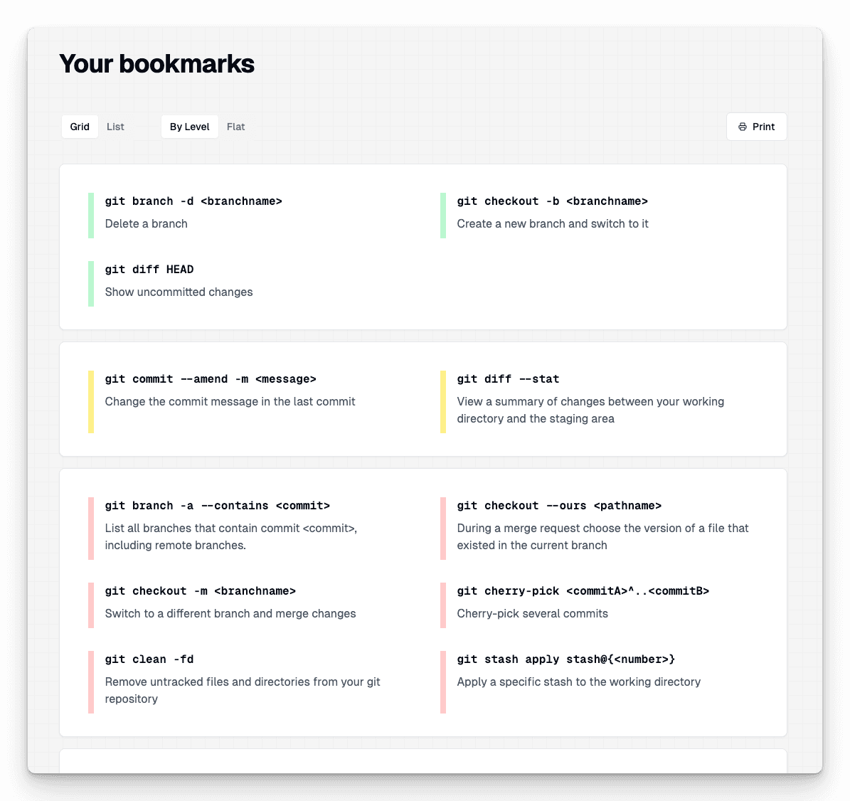 Git Examples cheatsheet screenshot
